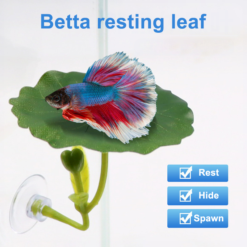 Betta Fish Tank - (Ce14)1/5PC Groene bladhangmat voor Betta-vis, stressverlagend,