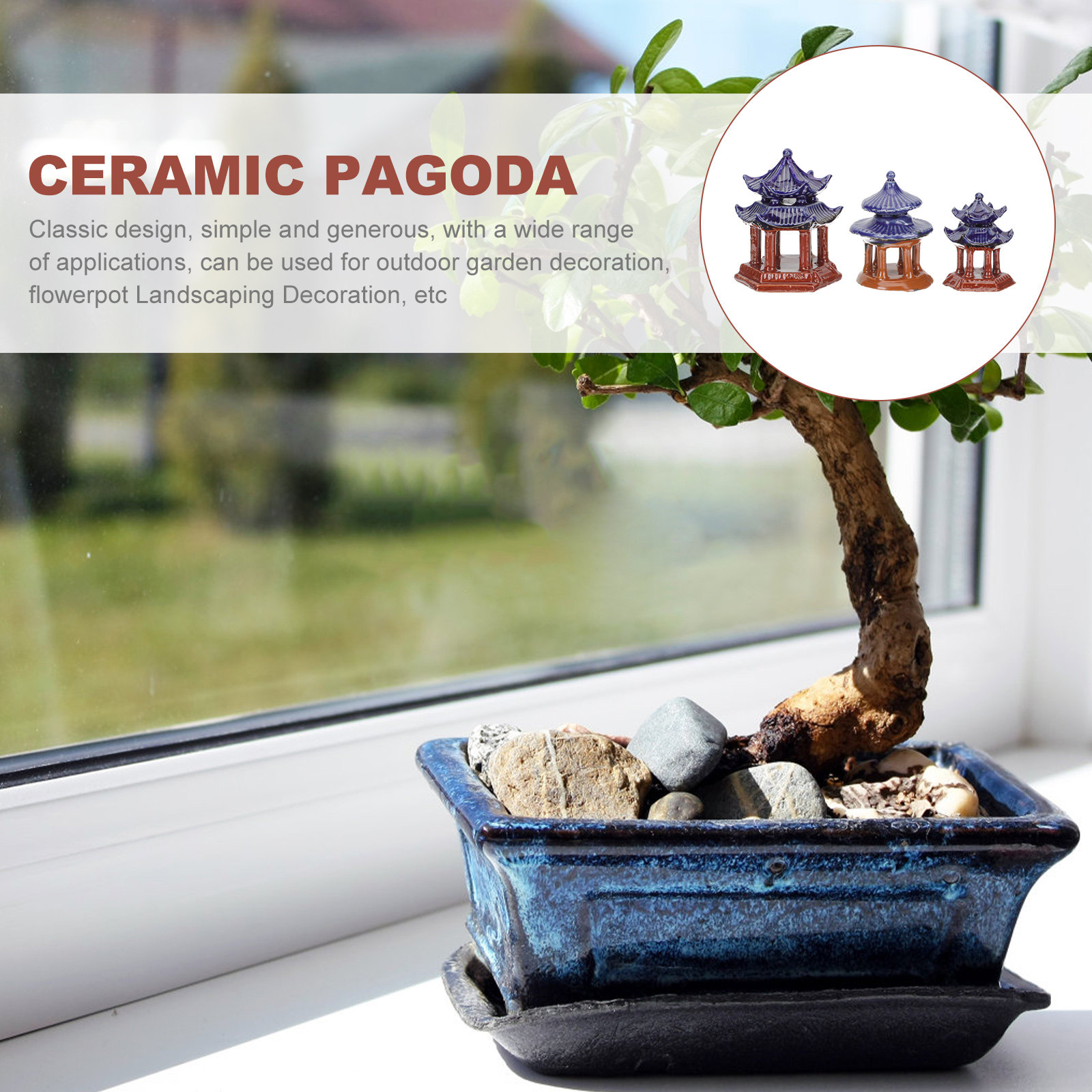 Aquarium Fish Tank - 3 stuks keramische paviljoen, miniatuurpagode, decoratief